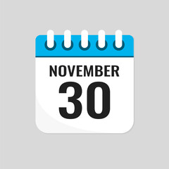 Icon page calendar day - 30 November