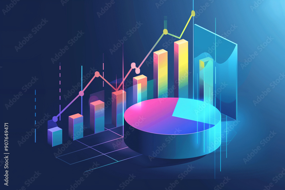 Aufkleber abstract data visualization with bright colors