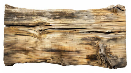 rough wooden plank cut out, isolated on white