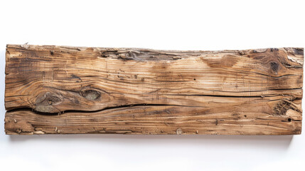 Fototapeta premium rough wooden plank cut out, isolated on white