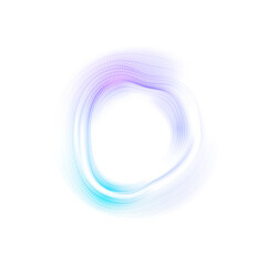Abstract Neon Glowing Circle Waves on Transparent Background