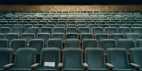 Fototapeta premium Quiet theater empty seats for a movie auditorium 