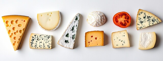 varieties of cheese top view. Selective focus