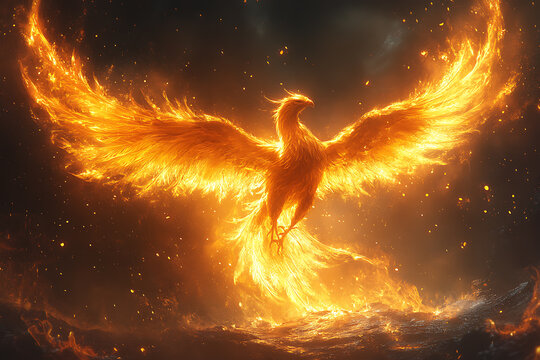  majestic phoenix ascends with fiery wings spread wide