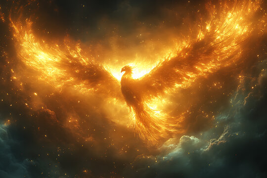  majestic phoenix ascends with fiery wings spread wide
