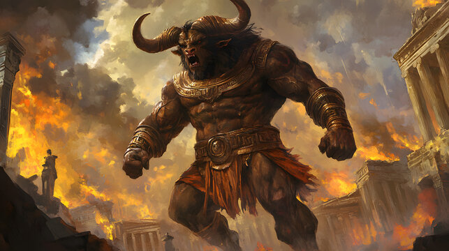 illustration of the creature Minotaur, Greek mythology