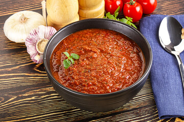 Spanish traditional gazpacho tomato soup