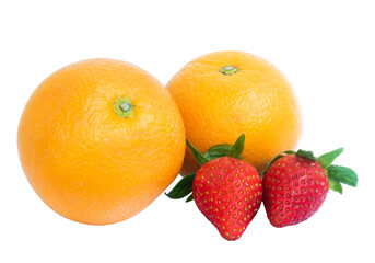 fresh oranges and strawberries isolated