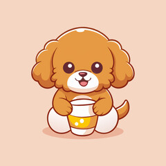 baby child milk, animal, toy, cartoon, vector, baby, love, illustration, brown, art, dog, childhood, cute, icon, drawing, soft, design