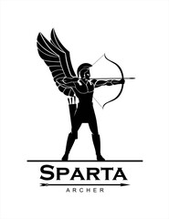 winged archer sparta, winged trojan warrior with the arch, warrior archery with the wing