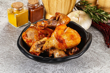 Raw marinated chicken drumstick for cooking