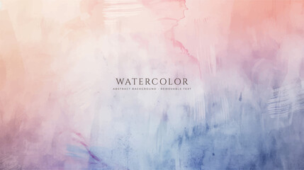 Abstract horizontal watercolor background. Hand drawn vector texture. Brush stroked painting pastel color watercolour