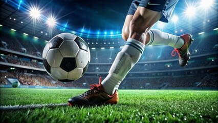 Soccer Player's Foot in Dynamic Motion Hitting the Ball
