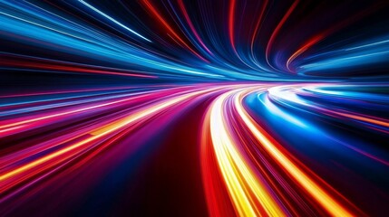 Dynamic light streaks painting a vibrant abstract scene