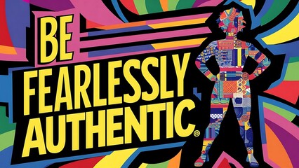 Obraz premium Be Fearlessly Authentic colorful background and text (T-shirt Design Motivational Quote, Illustration ,Typography)