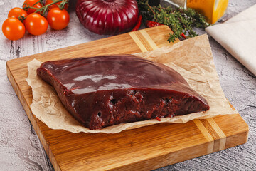 Raw beef liver for cooking