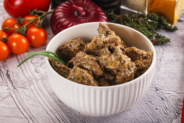 Beef liver with cream sauce