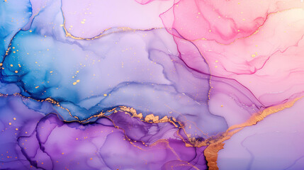 Fototapeta premium Elegant marble ink texture background in soft purple and pink hues
