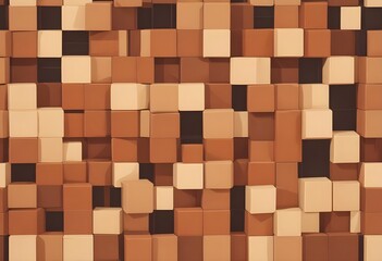 Abstract image of a wall composed of many small, brown and beige squares, creating a textured, geometric pattern.