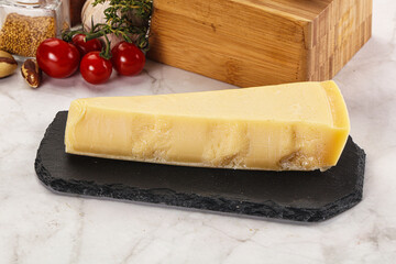 Hard parmesan cheese piece triangle