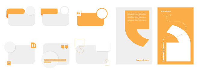 Set of Editable minimal square banner template. Grey and orange background color. Suitable for social media post and web internet ads. Quote frame