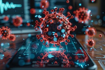 Antivirus software protecting smartphone from covid 19 virus using mobile security system