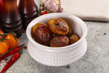 Baked baby potato in the bowl