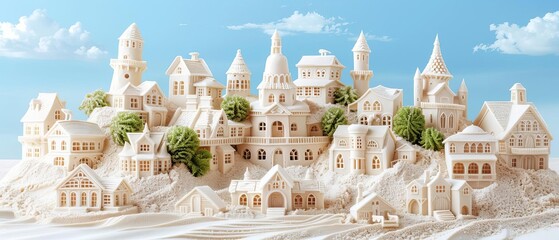 Obraz premium Sandcastle competition with impressive and detailed sand sculptures on display