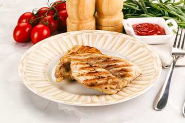 Grilled pork steak with sauce