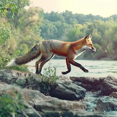 Fototapeta premium orange fox in the wild