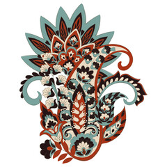 Paisley isolated. Card with paisley isolated for design. Floral vector pattern. Embroidery floral vector pattern.