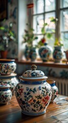 Hand-painted porcelain vase with floral design.