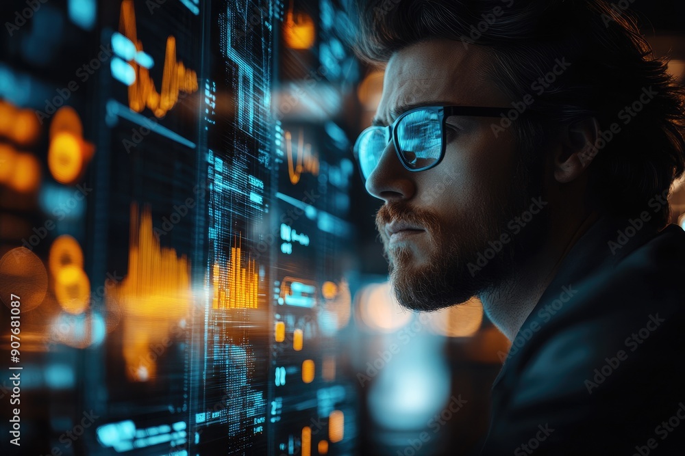 Leinwandbilder Software developer is analyzing big data on a digital interface