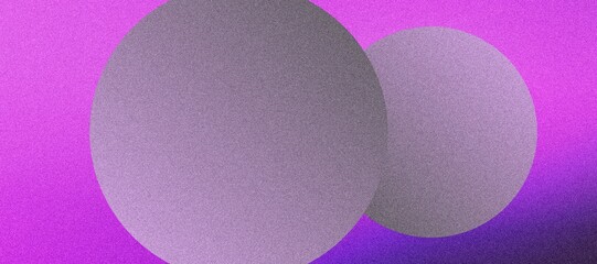 Grainy Banner with Abstract Gradient Spheres in Purple Hues, Geometric Shapes, and Noise Texture Design