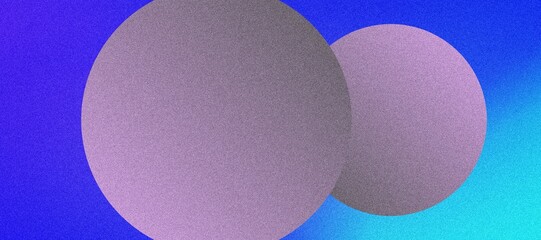 Grainy Banner with Abstract Gradient Spheres in Purple Hues, Geometric Shapes, and Noise Texture Design