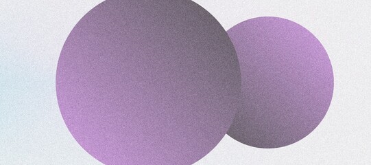 Grainy Banner with Abstract Gradient Spheres in Purple Hues, Geometric Shapes, and Noise Texture Design