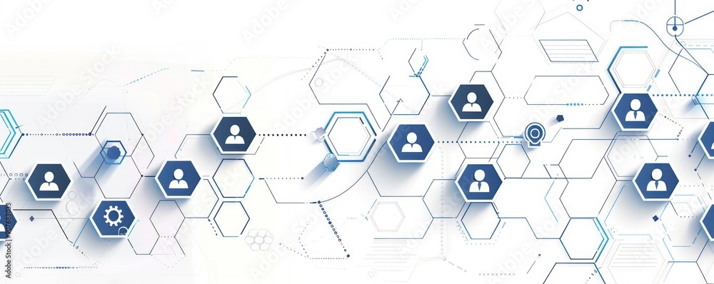 Poster abstract network of hexagons representing interconnected people