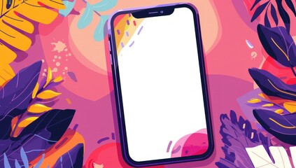 Colorful Phone Mockup with Floral Background