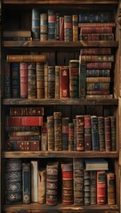 Vintage Library Room Exuding an Air of Antique Wisdom with Walls Lined by Aged Books and Manuscripts