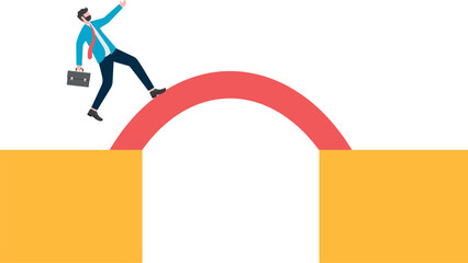 Bridge and support, vector illustration business character design,

