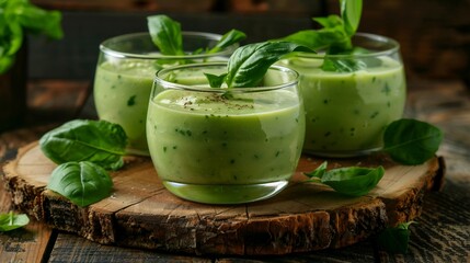 Refreshing Green Gazpacho Soup Served in Stylish Glasses for Summer Dining Experience