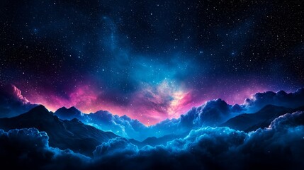 Fototapeta premium A stunning cosmic landscape featuring vibrant colors, clouds, and stars, perfect for creating a sense of wonder and exploration.