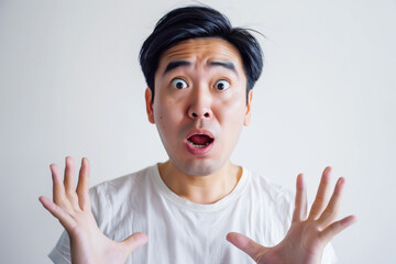 portrait of Asian man a shocking face