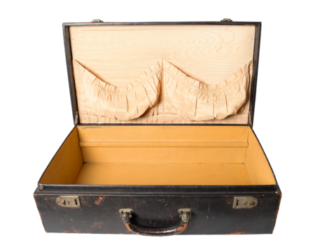 old travel suitcase isolated on white