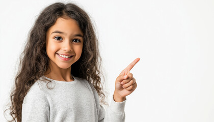 Image of Girl pointing to the left direction.