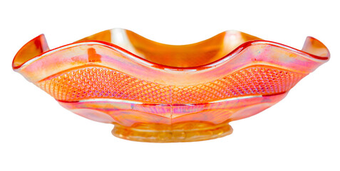 Vintage collectible carnival glass dish from America