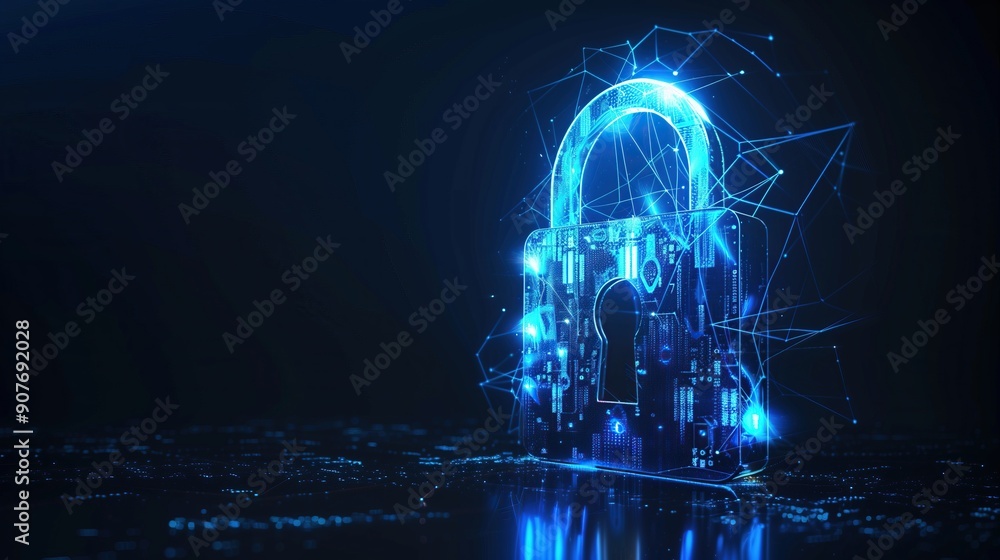 Poster padlock with keyhole icon in personal data security