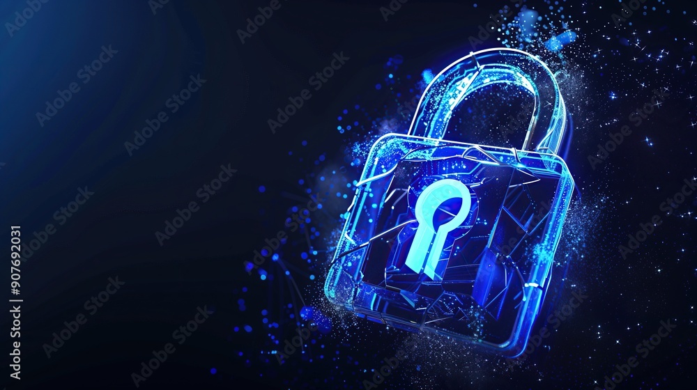 Poster padlock with keyhole icon in personal data security