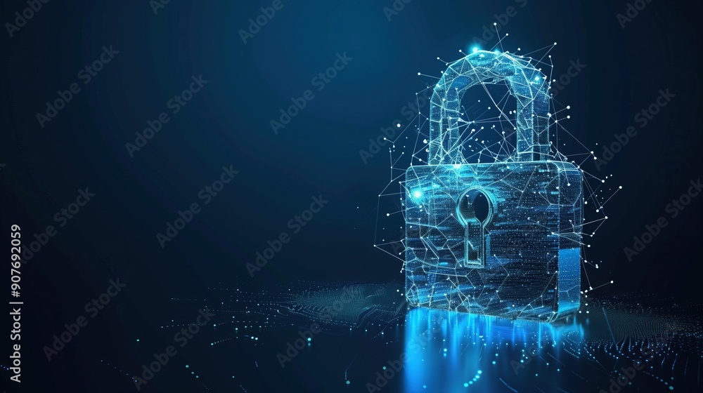 Poster padlock with keyhole icon in personal data security