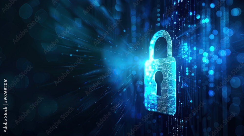 Poster padlock with keyhole icon in personal data security